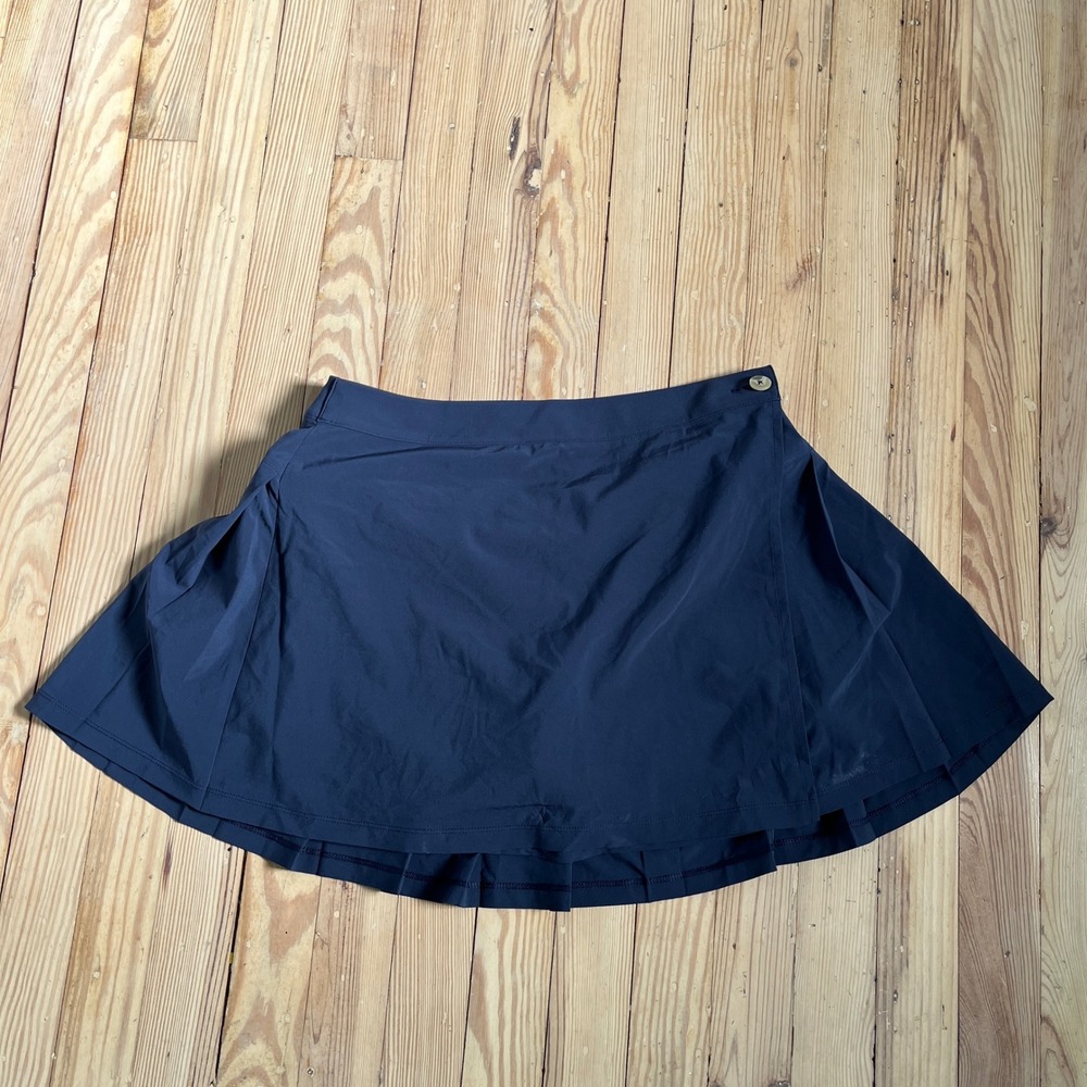 Puma Wrap Skort Women Sz M Navy Blue Pleated Golf stretch Tennis Athletic Skirt